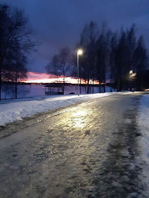 Jäinen kävelytie Hatanpään Arboretumissa