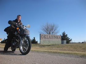 oklahoma state sign, motorcycle trip, cross country