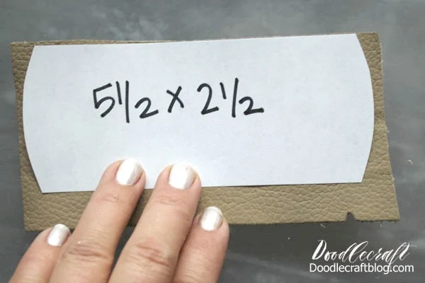 Step 1: Leather!   Begin by cutting your leather to fit across the wearers head.   Our measurement was 5.5x2.5 inches.    Cut a rounded edge on the smaller sides.