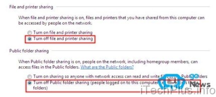 Turn off file and printer sharing