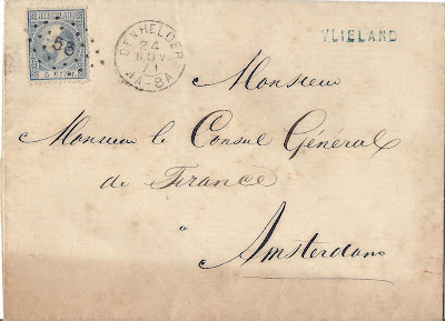 Cover Vlieland to Amsterdam 1871, Naamstempel Vlieland, Tweeletterstempel Den Helder