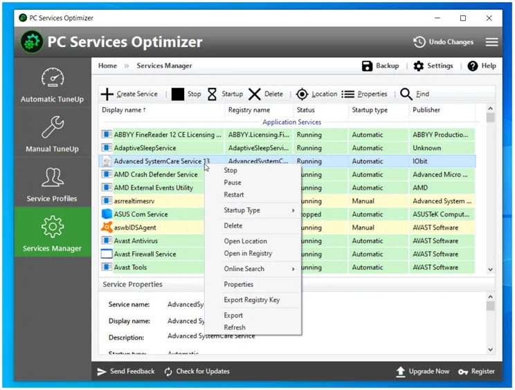 PC Services Optimizer :  Ρυθμίστε τις υπηρεσίες των Windows και βελτιστοποιήστε τον υπολογιστή σας με ένα κλικ