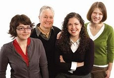 Family Tree Magazine staff: Grace Dobush, assistant editor; Kathy Dezarn, art director; Allison Stacy, editor; and Diane Haddad, managing editor