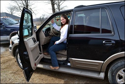 getting in the truck