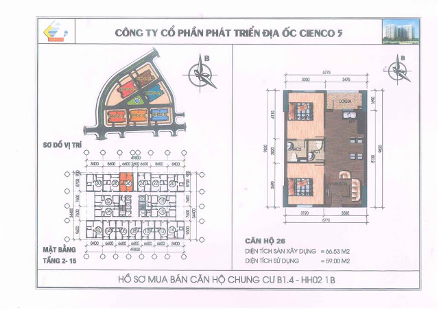 Mặt bằng căn hộ 26 chung cư b1.4 hh02-1b thanh hà