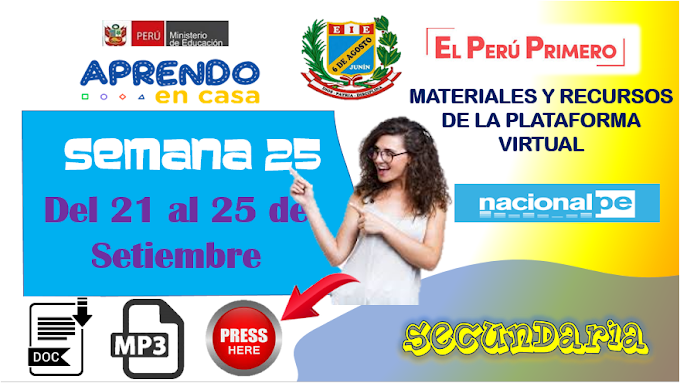 MATERIALES Y RECURSOS del Lunes 21 al 25 de Setiembre
