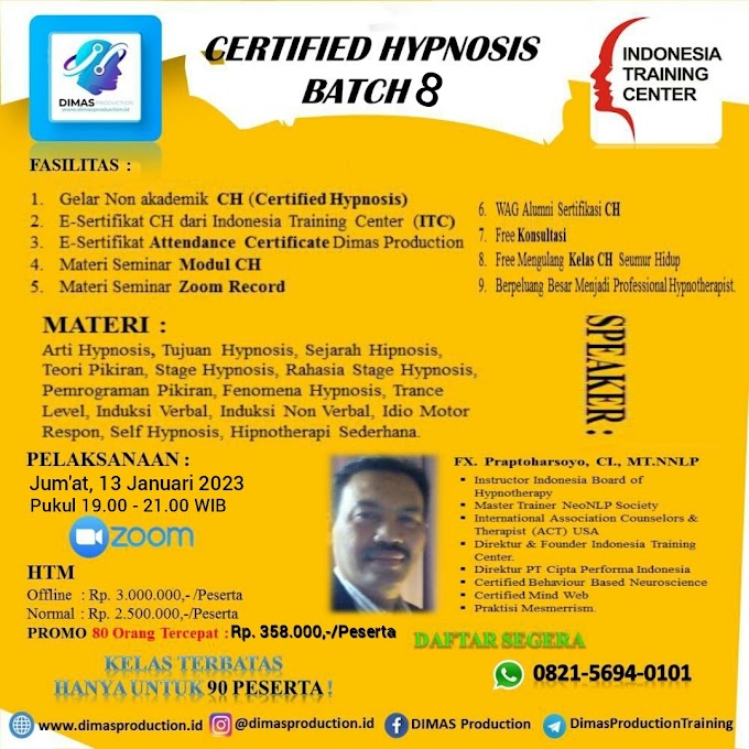 WA.0821-5694-0101 | Certified Hypnosis (CH) 13 Januari 2023