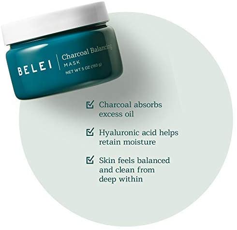Belei by Amazon: Charcoal Balancing Mask, Fragrance Free, Paraben Free, 5 Ounce (150 g)