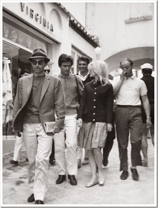 1963, ITALY, CAPRI, BRIGITTE BARDOT, SAMMY FREY, JEAN LUC GODARD