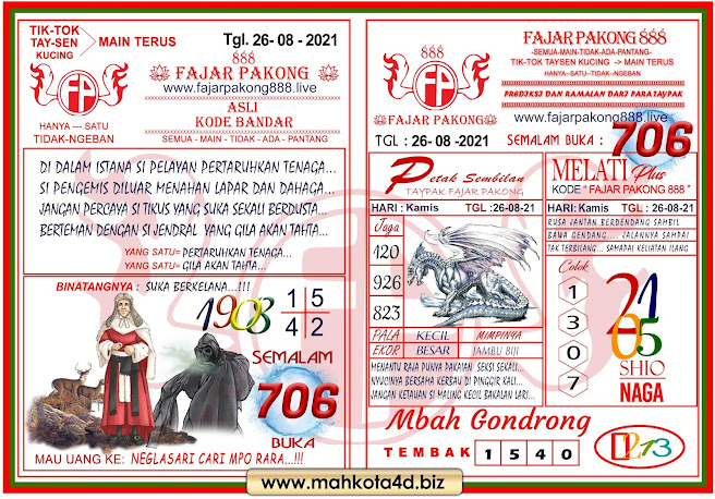 Syair Prediksi Fajar Pakong 888 Kamis, 26 - Agustus - 2021