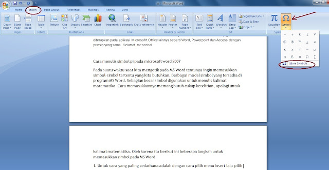 Cara Menulis Simbol di MS Word 2007 