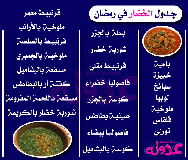 جدول أكلات رمضان بشكل مختلف 6