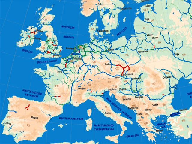 Map Of Major Rivers In Europe 