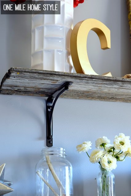 Add fantastic farmhouse style with reclaimed barnwood shelves - One Mile Home Style