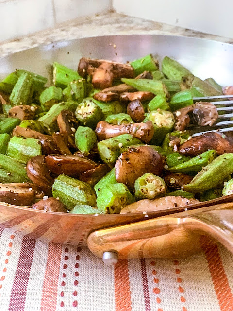 Crisp Blistered Okra Recipe is a simple and fast okra dish that is crunchy, flavorful, and not at all slimy.  Some like it better than fried.