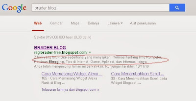 Hasil Pencarian Dengan Meta Description