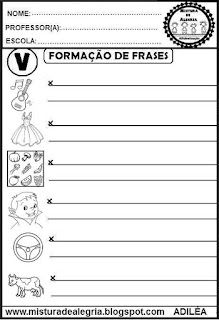 Atividades educativas para alfabetização,formação de frases