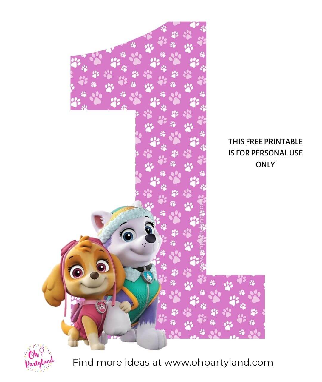 free printable paw patrol numbers skye and everest oh partyland