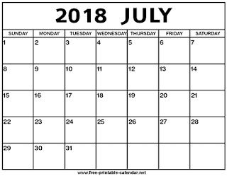 Free Printable Calendar July 2018