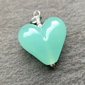 Handmade lampwork glass heart bead pendant by Laura Sparling made with CiM Lady of the Lake