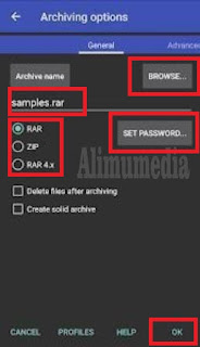 cara membuat file rar android dengan aplikasi RAR