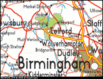 Map of Telford and Wrekin City