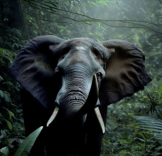One wild elephant animal in the forests of Africa