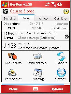 GesRun : Gestion Course à pied pour téléphone (Windows Mobile)