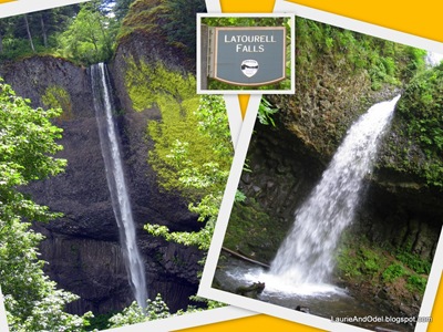 Lower Latourell Falls (left) and upper Latourell Falls (right)