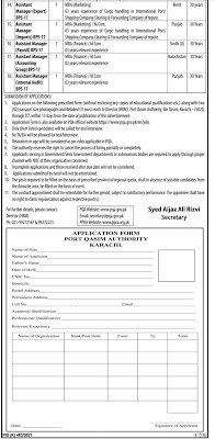 Port Qasim Authority Application Form