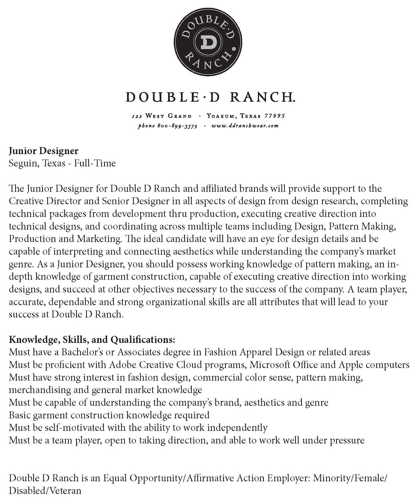 Fashion Design Blog Junior Designer Job Opportunity At The Double truly Job Requirements For Fashion Designer