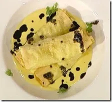 Cannelloni farciti di baccalà con crema di mais