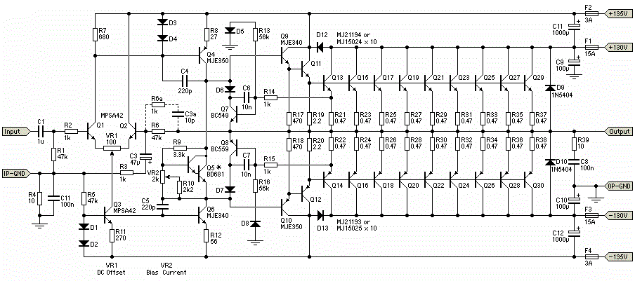 Free Circuit  Diagrams 1500W High Power  Amplifier 