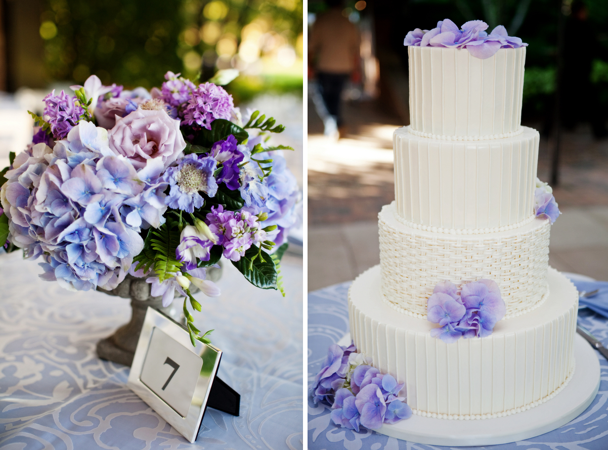 blue and purple wedding centerpieces
