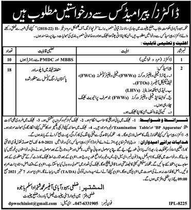 latest govt jobs 2021,Population Welfare Department Punjab Jobs 2021 in Chiniot