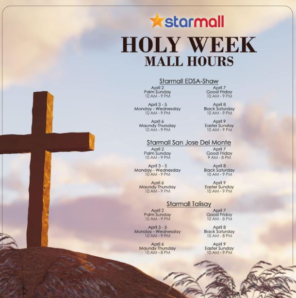 Starmall Holy week 2023 schedule