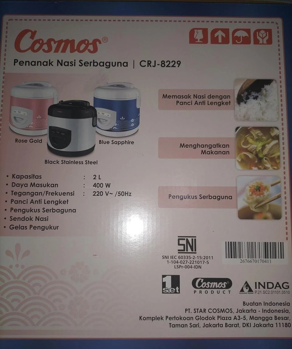 COSMOS CRJ-8229 Rice Cooker