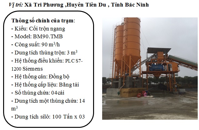 Trạm trộn bê tông thương phẩm tại bắc ninh