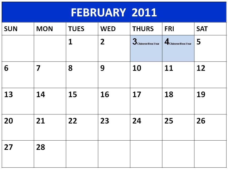  Printable Planner 2011 February Singapore Holidays / Homemade Planner 