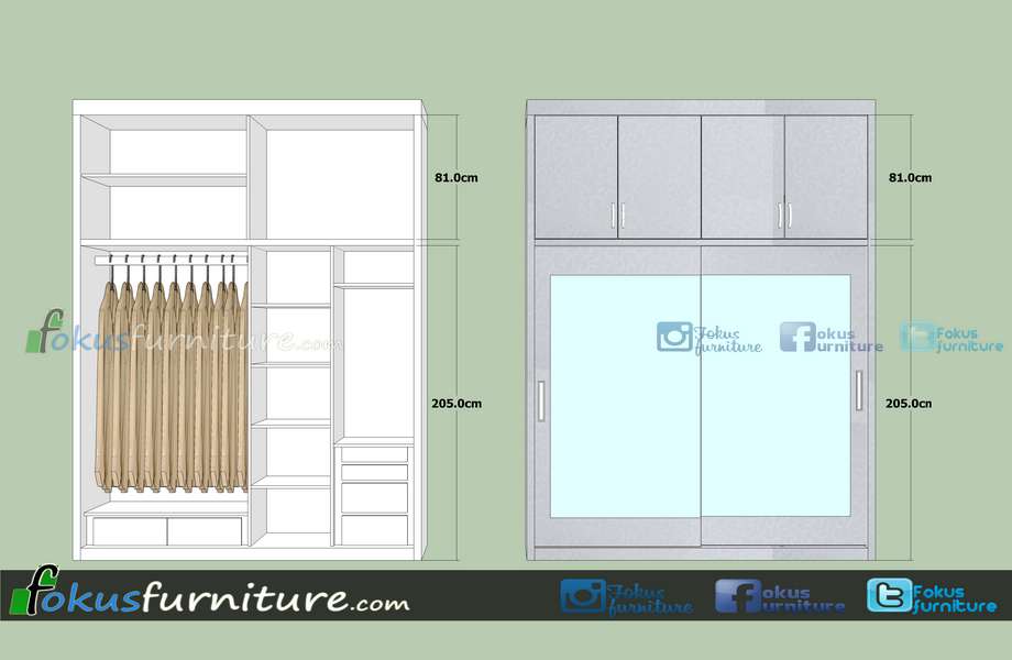 Ukuran lemari  pakaian Furniture Kitchen set minimalis 