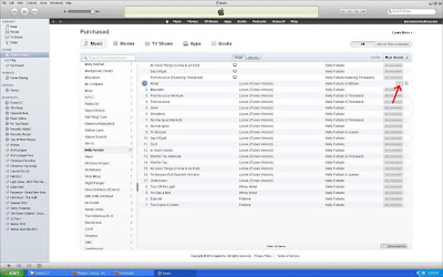 Recovering iTunes songs from the iCloud:Find the artist of the song you want to retrieve, then click on the iCloud icon on the right.  This will only appear if you delete the song from your computer first.  Then, the song will begin downloading.