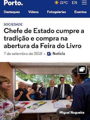 anuncio da presença do Presidente da República na Feira do Livro do Porto