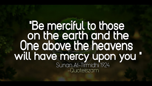 "Be merciful to those on the earth and the One above the heavens will have mercy upon you" -Sunan At-Timadhi 1924