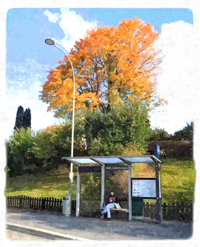 «Oljemaleri» fra John Colletts plass i Sognsveien på Ullevål hageby i Bydel Nordre Aker i Oslo.