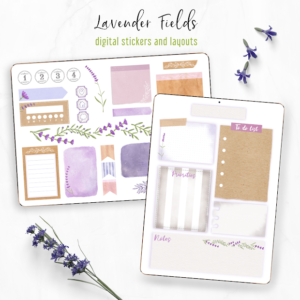 Lavender Digital Stickers Kit. New collection is here!