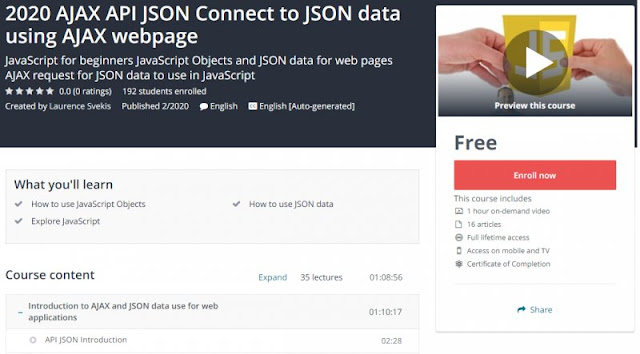 [100% Free] 2020 AJAX API JSON Connect to JSON data using AJAX webpage