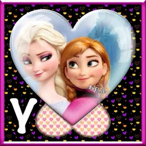 Abecedario de Ana y Elsa de Frozen en Corazón.