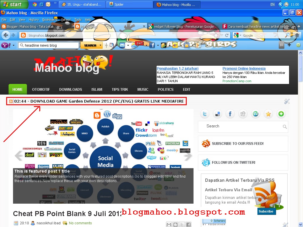 Mahoo Blog Cara Membuat Headline News Artikel Terbaru Slide Show