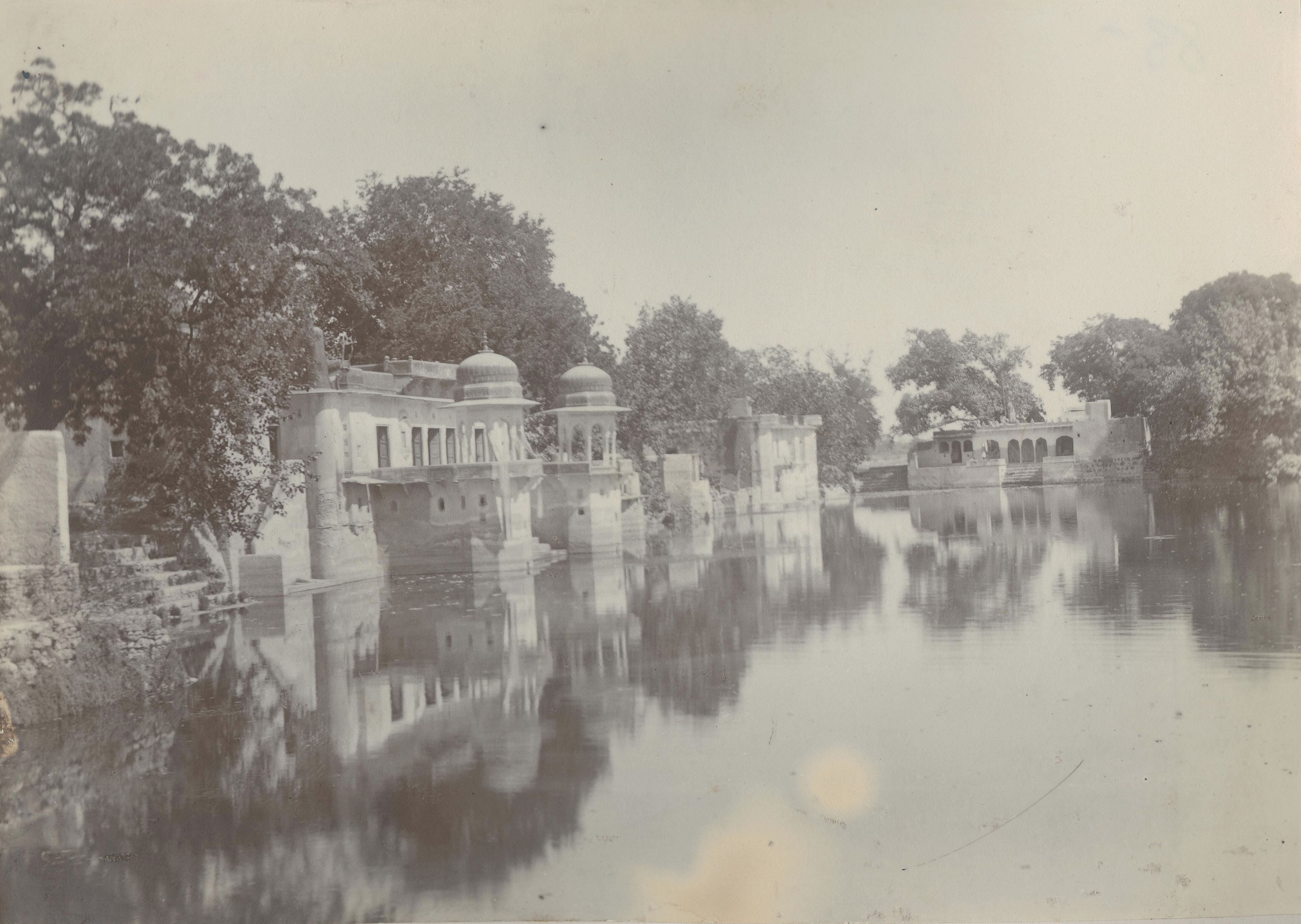 Devyani (Devayani) Kund and Hindu Temples, Devyani Sarovar, Devyani, Sambhar Salt Lake, Sambhar Lake Town, Jaipur, Rajasthan, India | Rare & Old Vintage Photos (1900)