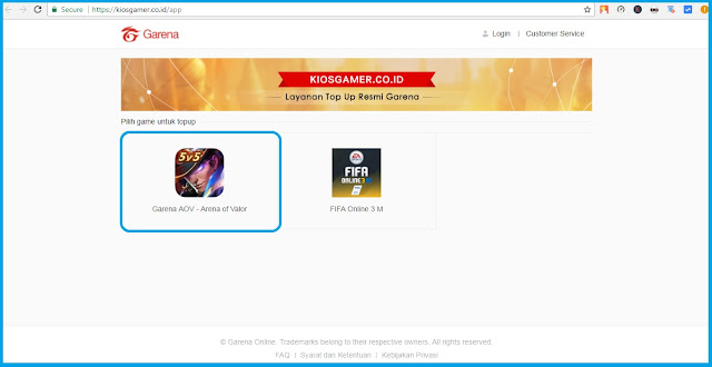 Cara Top Up Voucher Garena AOV untuk Akun Facebook